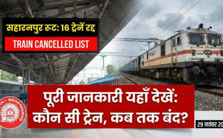 Train Cancelled List: सहारनपुर रूट पर 16 एक्सप्रेस ट्रेनें रद्द, यात्रा से पहले यहां देखें पूरी लिस्ट और तारीखें